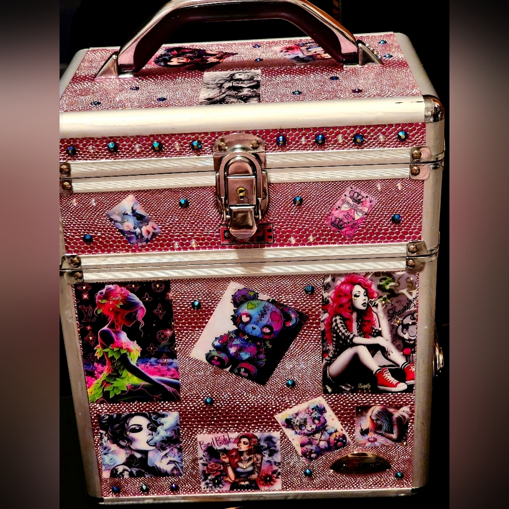 Pink Professional Makeup Travel Case Case Customized Punk Rock Style